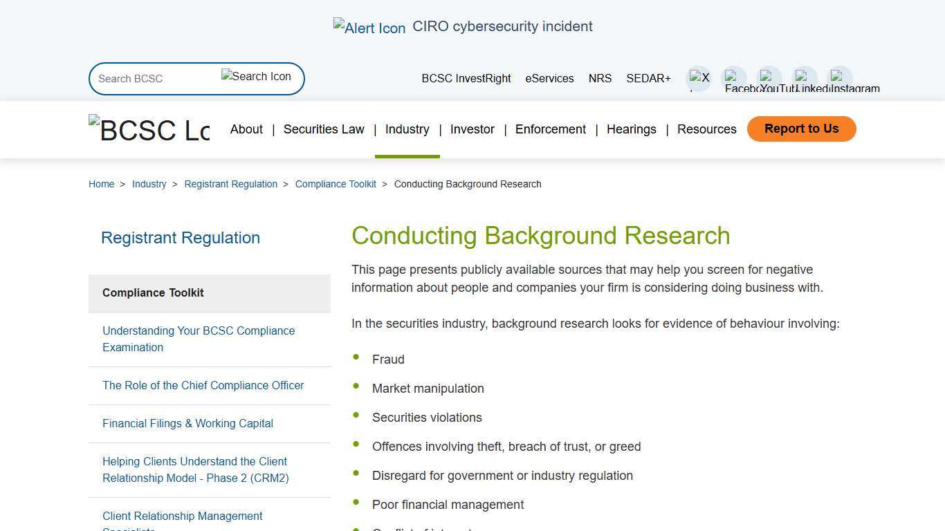 Conducting Background Research BCSC