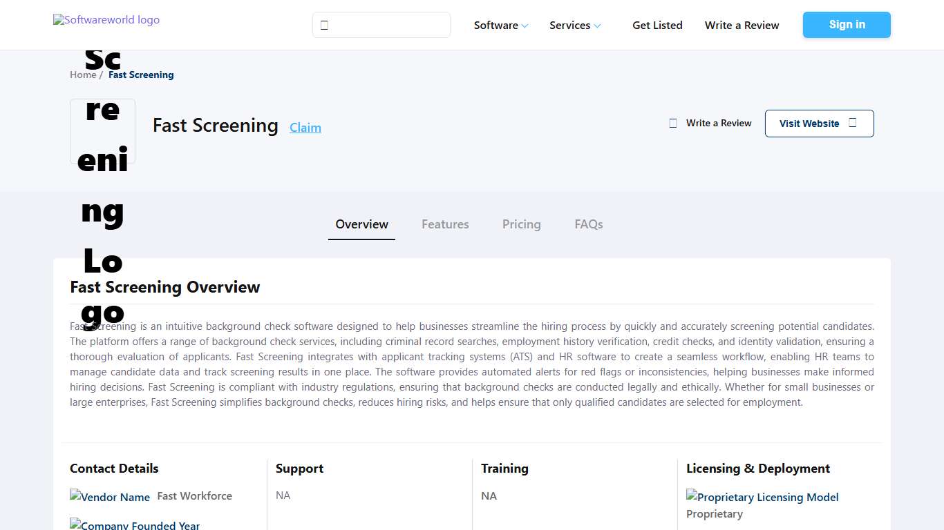 Fast Screening Reviews Jan 2026: Pricing & Features SoftwareWorld